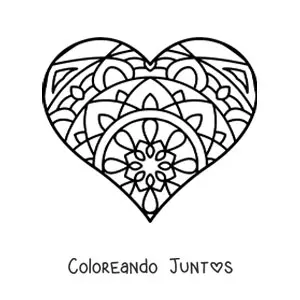 Imagen para colorear de corazón con mandala estilo Zentangle