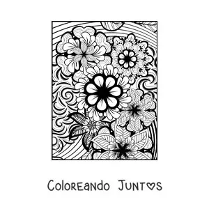 Imagen para colorear de un mandala floral zentangle