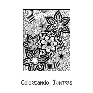 Imagen para colorear de un mandala floral zentangle