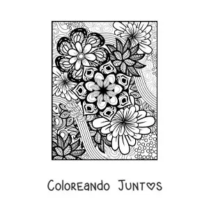 Imagen para colorear de un mandala floral estilo Zentangle