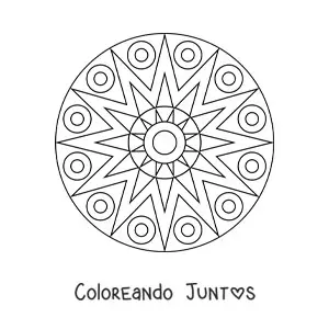 Imagen para colorear de un mandala fácil con figuras geométricas