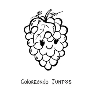Imagen para colorear de una uvas kawaii