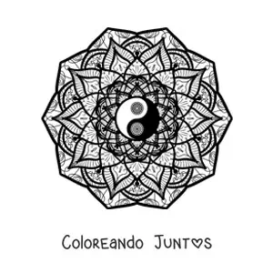 Imagen para colorear de mandala del yin yang