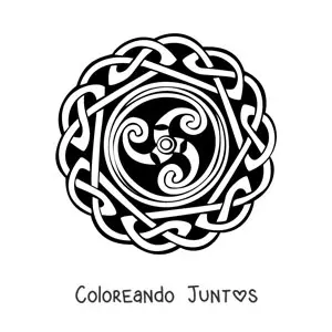 Imagen para colorear de mandala celta con espiral