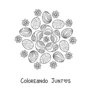 Imagen para colorear de huevos de Pascua zentangle