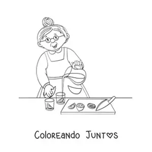 Imagen para colorear de una abuela haciendo limonada