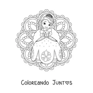 Imagen para colorear de mandala de la princesita Sofia de Disney