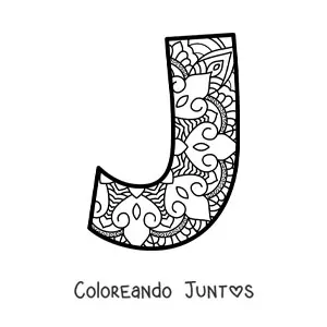 Imagen para colorear de mandala de la letra j
