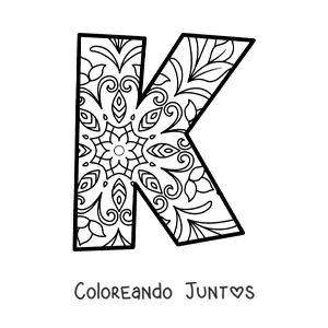 Imagen para colorear de mandala de la letra k