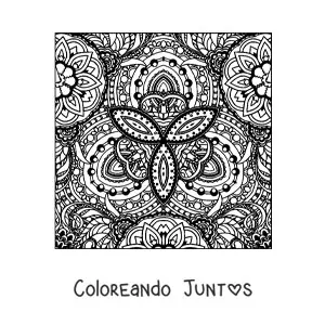 Imagen para colorear de mandala cuadrada zentangle