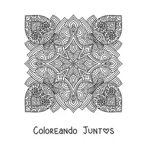 Imagen para colorear de mandala cuadrada zentangle