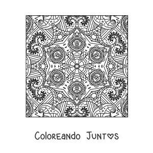 Imagen para colorear de mandala cuadrada zentangle