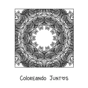 Imagen para colorear de mandala cuadrada zentangle