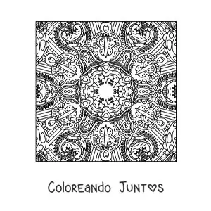 Imagen para colorear de mandala cuadrada zentangle