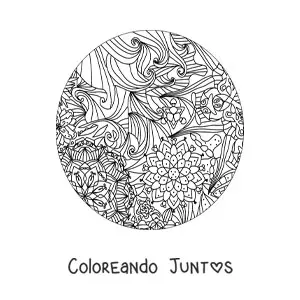 Imagen para colorear de mandala circular zentangle