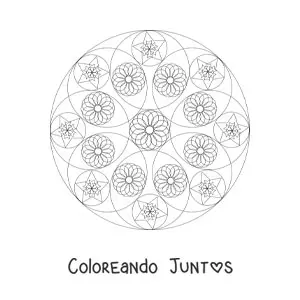 Imagen para colorear de mandala circular con formas geométricas