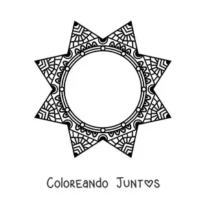 Imagen para colorear de mandala circular con forma de estrella