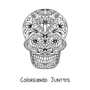 Imagen para colorear de mandala de calavera mexicana