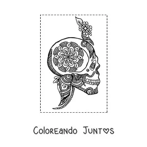 Imagen para colorear de mandala de calavera zentangle