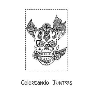 Imagen para colorear de mandala de calavera zentangle