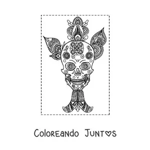 Imagen para colorear de mandala de calavera zentangle