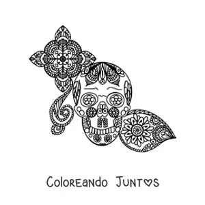 Imagen para colorear de mandala de calavera zentangle