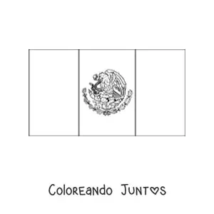 Imagen para colorear de la bandera de México horizontal con escudo