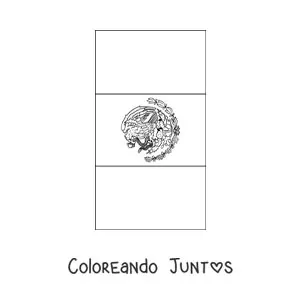 Imagen para colorear de la bandera de México vertical con escudo
