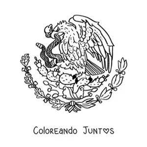 Imagen para colorear del escudo de la bandera de México