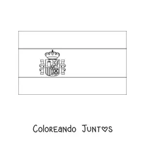 Imagen para colorear de la bandera de España horizontal con escudo fácil