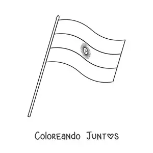 Imagen para colorear de la bandera de Argentina en un asta