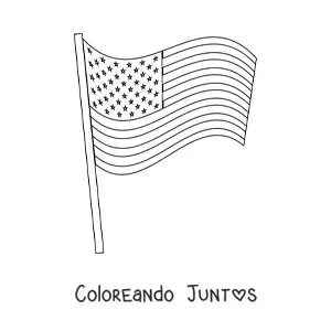 Imagen para colorear de la bandera de Estados Unidos en un asta