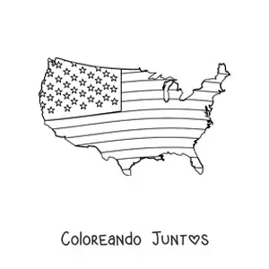 Imagen para colorear de la bandera de Estados Unidos en un mapa