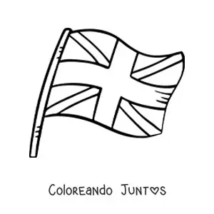 Imagen para colorear de la bandera del Reino Unido en un asta