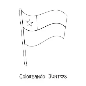 Imagen para colorear de la bandera de Chile ondeando en un asta