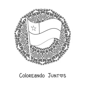 Imagen para colorear de la bandera de Chile con mandala