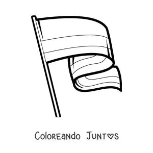 Imagen para colorear de la bandera de Colombia ondeando en un asta