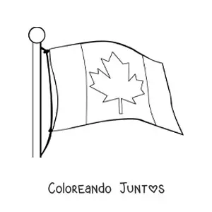 Imagen para colorear de la bandera de Canadá en un asta