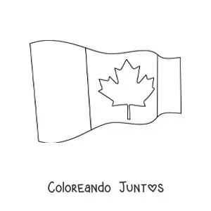 Imagen para colorear de la bandera de Canadá ondeando