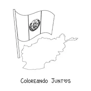 Imagen para colorear de la bandera de Afganistán junto a un mapa