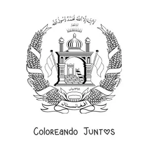 Imagen para colorear del escudo de la la bandera de Afganistán