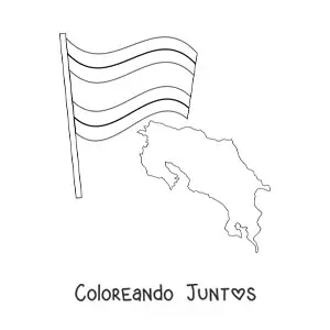 Imagen para colorear de la bandera de Costa Rica junto a un mapa