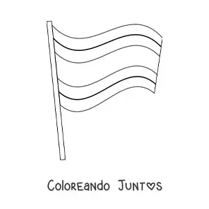 Imagen para colorear de la bandera de Costa Rica ondeando en un asta