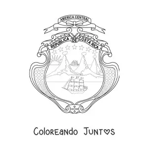 Imagen para colorear del escudo de la bandera de Costa Rica