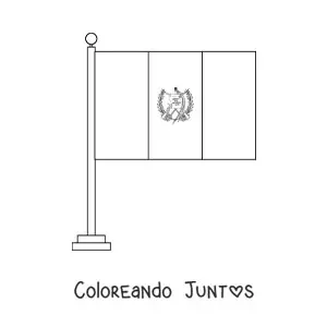 Imagen para colorear de la bandera de Guatemala en un asta