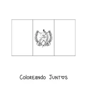 Imagen para colorear de la bandera de Guatemala horizontal con escudo