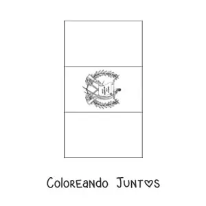 Imagen para colorear de la bandera de Guatemala vertical con escudo