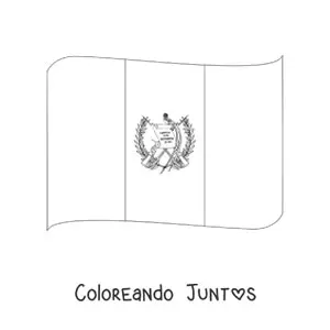 Imagen para colorear de la bandera de Guatemala ondeando con escudo
