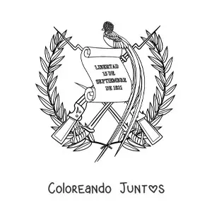 Imagen para colorear de escudo de la la bandera de Guatemala