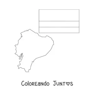 Imagen para colorear de la bandera de Ecuador sin escudo con mapa